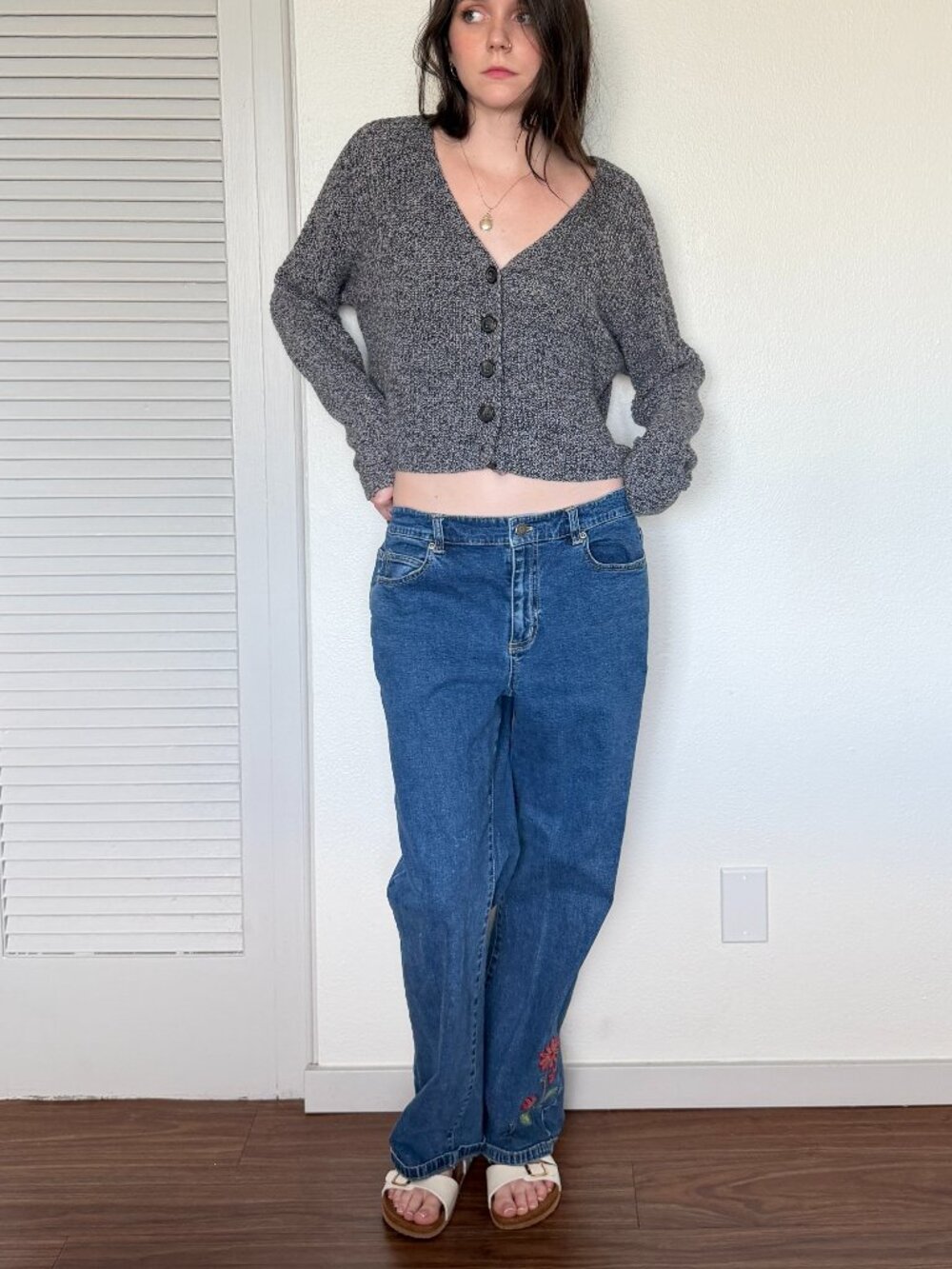 90s Bootcut Jeans (30) blue denim vintage womens Appleseeds flower pocket preppy
